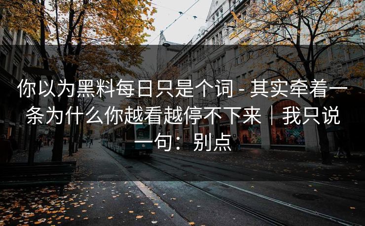 你以为黑料每日只是个词 - 其实牵着一条为什么你越看越停不下来｜我只说一句：别点