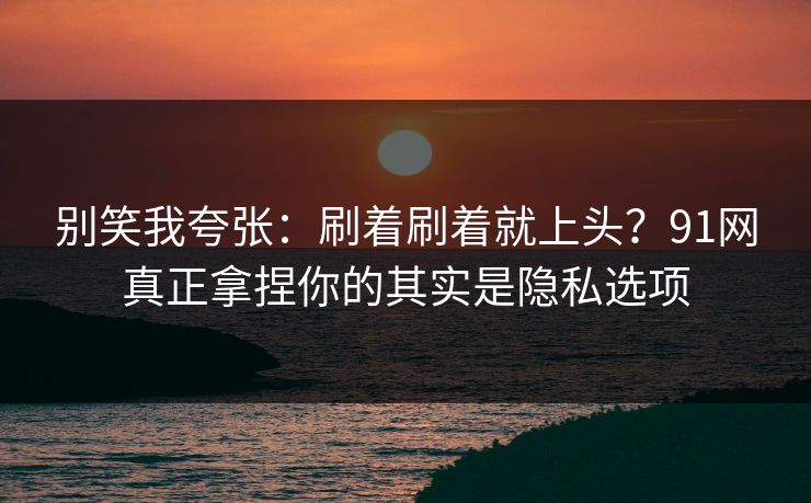 别笑我夸张：刷着刷着就上头？91网真正拿捏你的其实是隐私选项